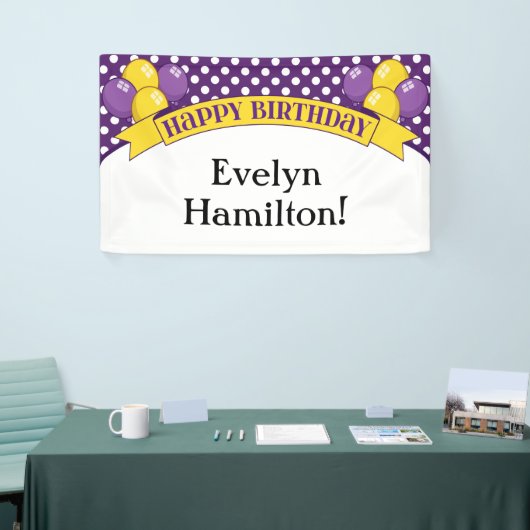 Paarse gele poka Dot ballon Birthday Banner (Beurs)