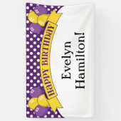 Paarse gele poka Dot ballon Birthday Banner (Verticaal)