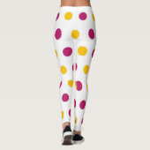 Paarse gele poka Dots op witte, schattige en trend Leggings (Achterkant)