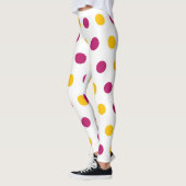 Paarse gele poka Dots op witte, schattige en trend Leggings (Links)