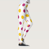 Paarse gele poka Dots op witte, schattige en trend Leggings (Rechts)