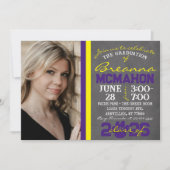 Paarse & Gele Poot Print Afstuderen 2 Foto Kaart (Voorkant)