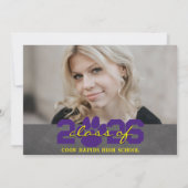 Paarse & Gele Poot Print Afstuderen 2 Foto Kaart (Achterkant)