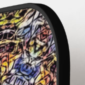 Paarse & Gele Psychedelische Fractale Mandala Pickleball Paddle (Links Detail)