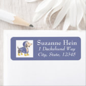 Paarse Gele Regenjas Teckel Etiket (Insitu)