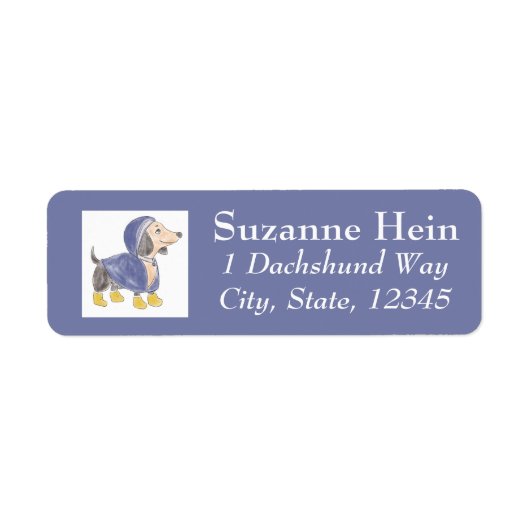 Paarse Gele Regenjas Teckel Etiket (Voorkant)