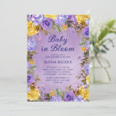 Paarse gele rozen pioenen Baby in bloei Kaart (Staand voorkant)