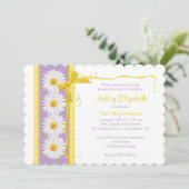 Paarse Gele Shasta Daisy Communitation Invitation Kaart (Staand voorkant)