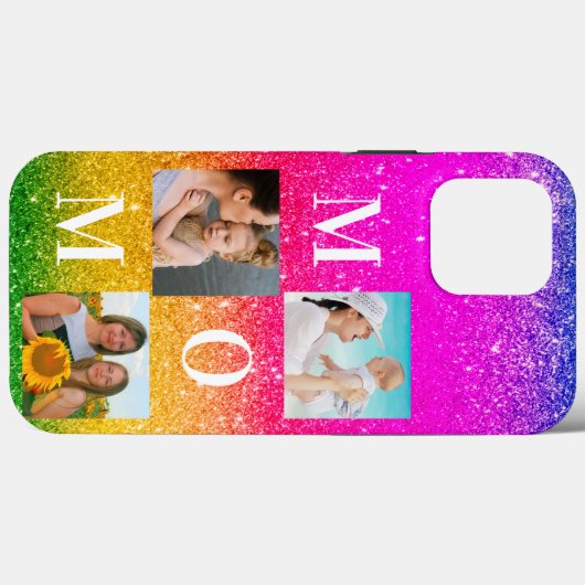 Paarse Gele Sparkle Moeder Foto Case-Mate iPhone Case (Achterkant (horizontaal))