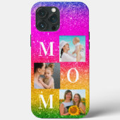 Paarse Gele Sparkle Moeder Foto Case-Mate iPhone Case (Achterkant)