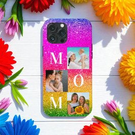 Paarse Gele Sparkle Moeder Foto Case-Mate iPhone Case
