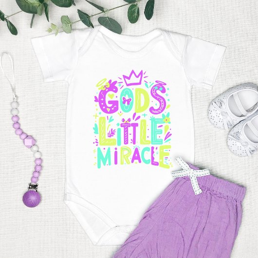 Paarse Gele Speelse "God's Little Miracle" Romper