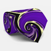 Paarse Gele Spiraal Spin, Abstract Wervelpatroon Stropdas (Opgerold)