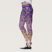 Paarse gele sterpatroon leggings (Links)