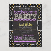 Paarse, gele sterren vrijgezellenfeest uitnodiging (Voorkant)