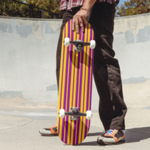 Paarse Gele Stijlvolle Strepen Patroon Ontwerp  Persoonlijk Skateboard