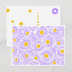 Paarse & Gele Strepen & Stippen Briefkaart Sjabloo