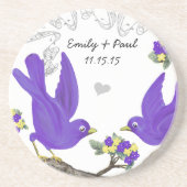 Paarse Gele  Tortelduifjes Onderzetters (Voorkant)