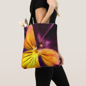 Paarse Gele Tuinbloem Abstracte Canvas tas (Dichtbij)