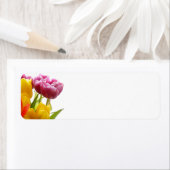 Paarse & gele tulpen retour adreslabels etiket (Insitu)