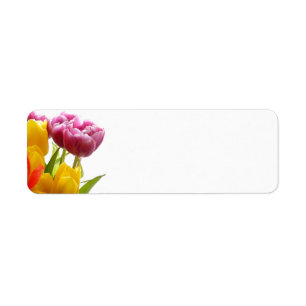 Paarse & gele tulpen retour adreslabels etiket