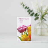 Paarse & Gele Tulpen Visitekaartjes (Staand voorkant)