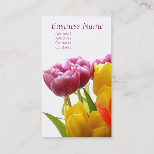 Paarse & Gele Tulpen Visitekaartjes (Voorkant)