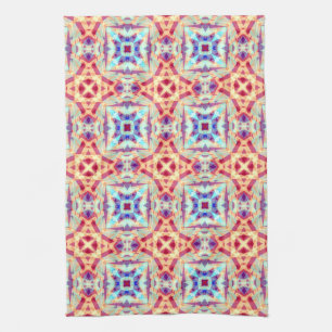Paarse Gele Turquoise Red Geometric Colorful Theedoek