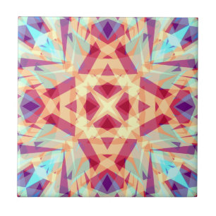 Paarse Gele Turquoise Red Geometric Moroccan Cu Tegeltje