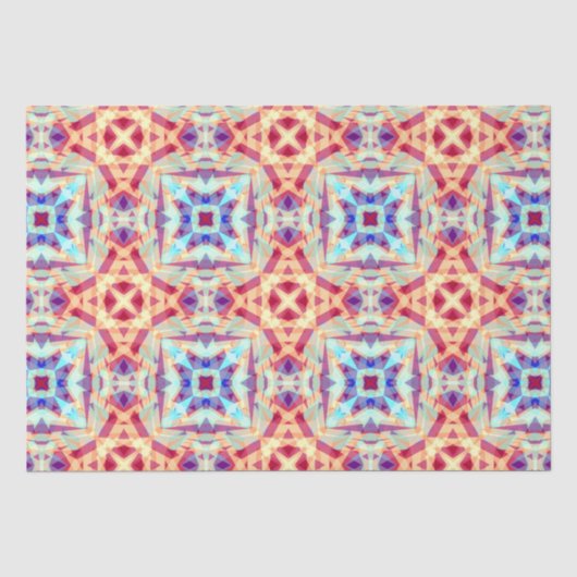 Paarse Gele Turquoise Red Geometric Moroccan Tissuepapier (Voorkant)