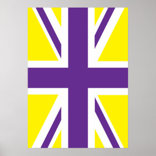 Paarse Gele Union Jack British (UK) vlag Poster