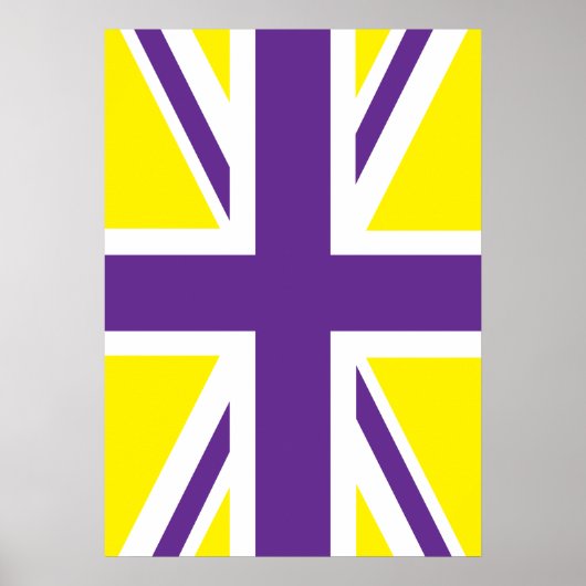 Paarse Gele Union Jack British (UK) vlag Poster (Voorkant)