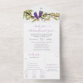 Paarse gele vevogel Geheime bostuin All In One Uitnodiging (Binnen)