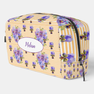 Paarse Gele Viooltje Shabby Bloem Meisjes Toilettasje
