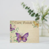 Paarse & gele  vlinders briefkaart (Staand voorkant)