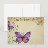 Paarse & gele  vlinders briefkaart (Voorkant / Achterkant)