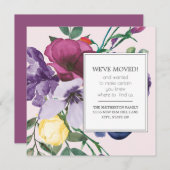 Paarse Gele Waterverf Floral Roze Nieuw Adres (Voorkant / Achterkant)