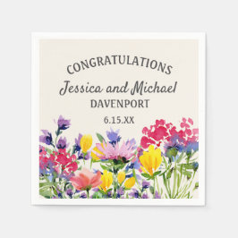 Paarse Gele Waterverf Wildbloemen Buwen Servet