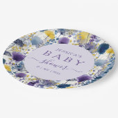 Paarse Gele Waterverf Wildflower Baby shower Papieren Bordje (Gekanteld)