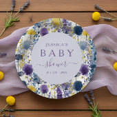 Paarse Gele Waterverf Wildflower Baby shower Papieren Bordje