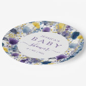 Paarse Gele Waterverf Wildflower Baby shower Papieren Bordje (Gekanteld)