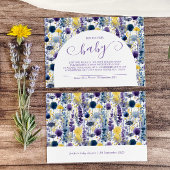 Paarse Gele Waterverf Wildflower Boeken voor Baby Informatiekaartje