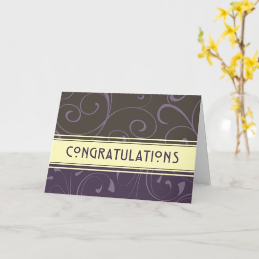 Paarse Gele Werknemer Jubileum Kaart (Gele Bloem)