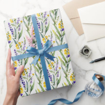 Paarse Gele Wilde Bloemen Watercolor Bruidsdouche