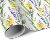 Paarse Gele Wilde Bloemen Watercolor Bruidsdouche Cadeaupapier (Rol Hoek)