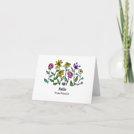 Paarse Gele Wildflowers Gepersonaliseerde Retro Bo Notitiekaartje