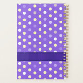 Paarse gele witte polka stippen aangepaste naam planner (Achterkant)