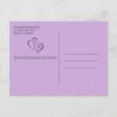 Paarse gelinkte harten voor altijd opslaan van de  aankondigingskaart (Achterkant)