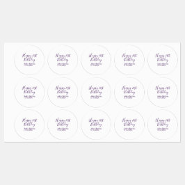 Paarse gelukkige 21e verjaardag naam datum sleutel labels