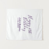 Paarse gelukkige 21e verjaardag naam datum sleutel wandkleed (Voorkant (horizontaal))